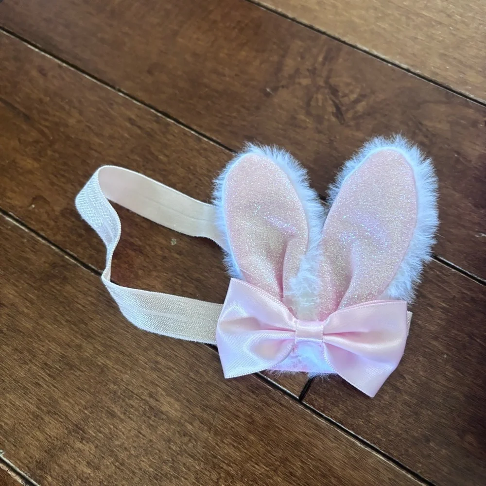 Pink Polka Tulle Bunny Dress-Up Set with Headband 0-12M